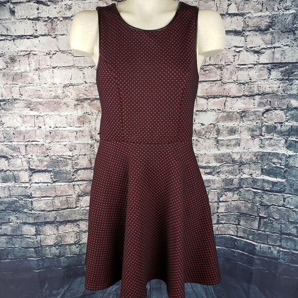City Triangles Midi Polka Dot Black/Red Dress M - Picture 1 of 6
